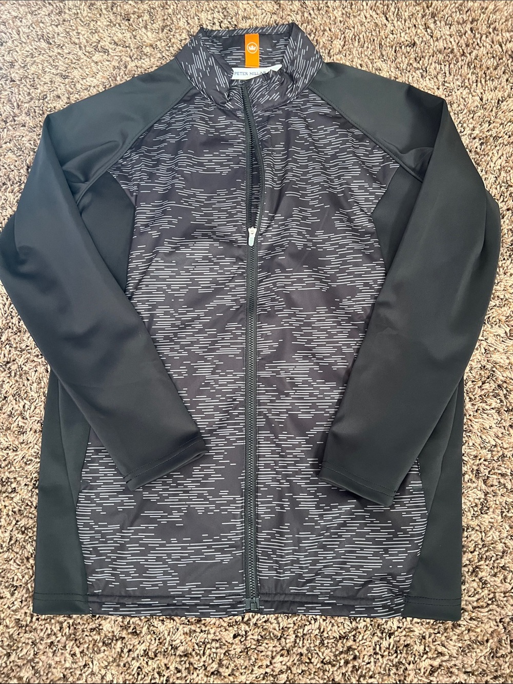 Boy’s Black Patterned Full-Zip Jacket
